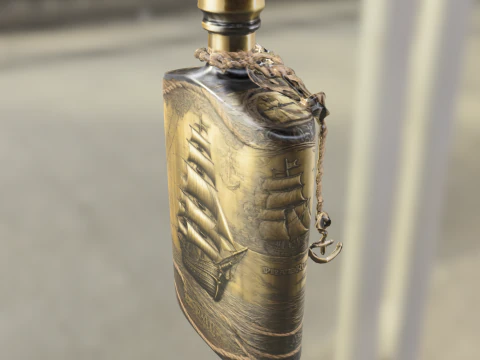 Vintage Pirate Ship Flask 3D Model