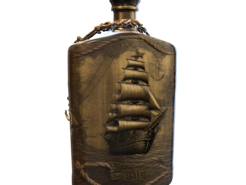 Vintage Pirate Ship Flask 3D Model