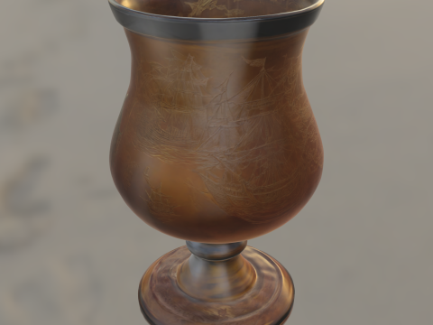 Pirate Skull Engraved Rum Goblet 3Dモデル