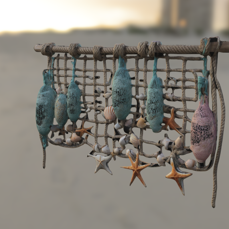 Seashell Wall Hanging Nautical Modelo 3D .c4d .max .obj .3ds .fbx .stl .blend