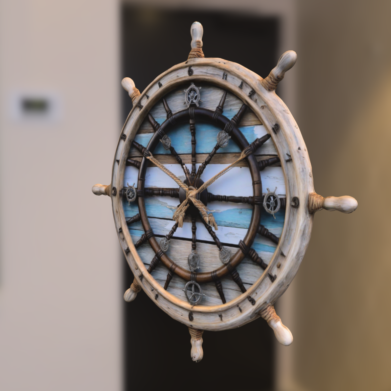 Ship Wheel Wall Clock 3D 模型 .c4d .max .obj .3ds .fbx .stl .blend
