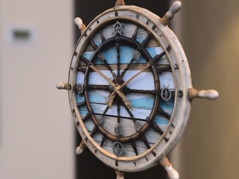 Ship Wheel Wall Clock 3D Модель