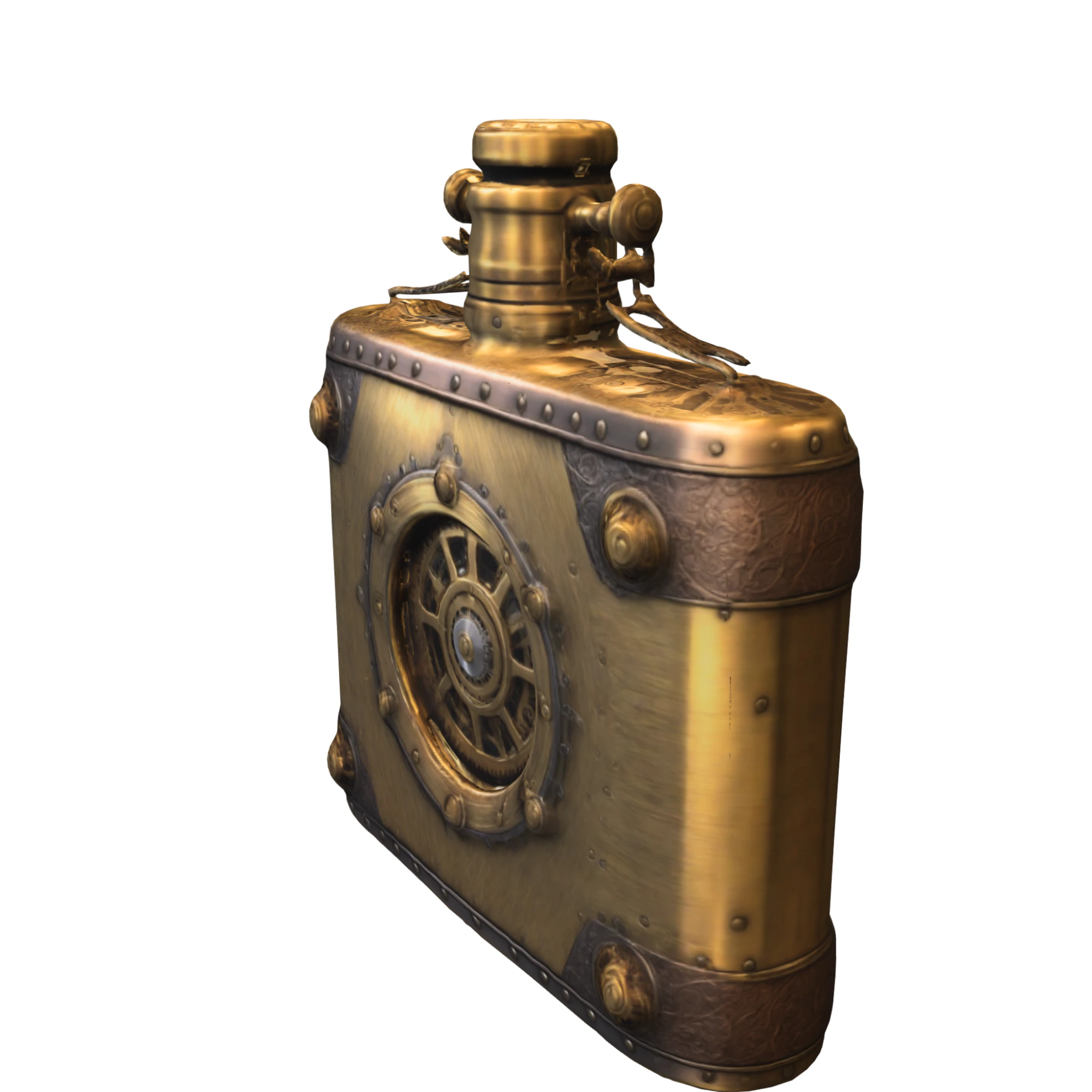 Steampunk Mechanical Flask 3D Model .c4d .max .obj .3ds .fbx .stl .blend 