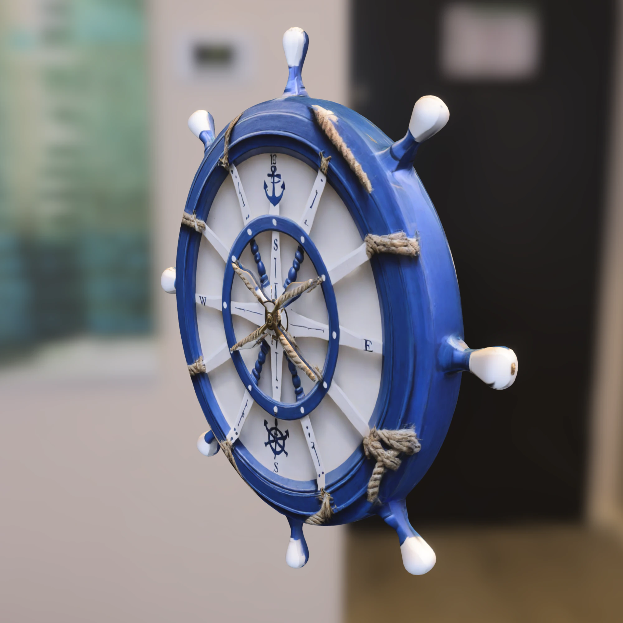 Nautical Ship Wheel blue 3D Model .c4d .max .obj .3ds .fbx .stl .blend 
