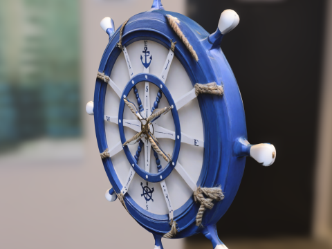 Nautical Ship Wheel blue Modello 3D