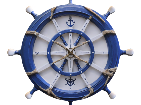 Nautical Ship Wheel blue 3D 模型