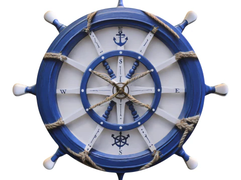 Nautical Ship Wheel blue 3D Model