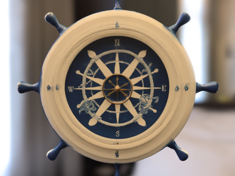 Nautical Ship Wheel blue 3D 模型