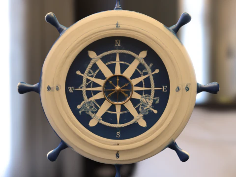 Nautical Ship Wheel blue 3D Model