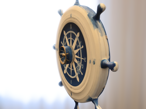 Nautical Ship Wheel blue 3D 模型