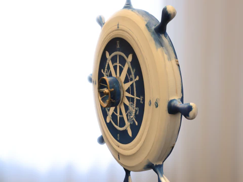 Nautical Ship Wheel blue 3D Model