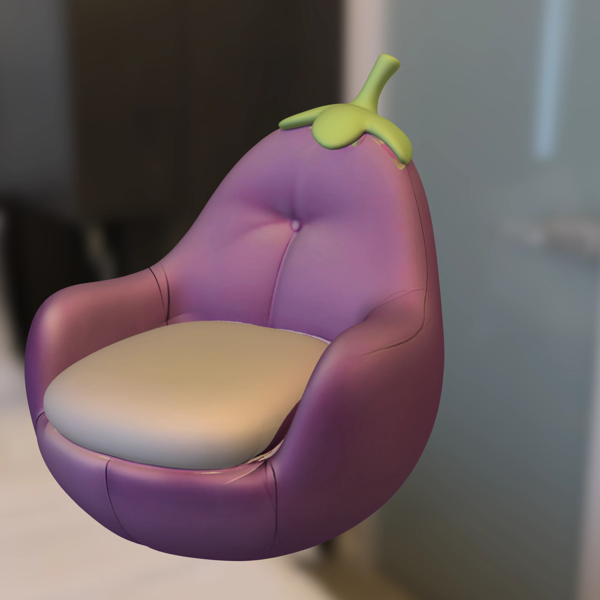 Eggplant Chair 3D Model .c4d .max .obj .3ds .fbx .stl .blend 