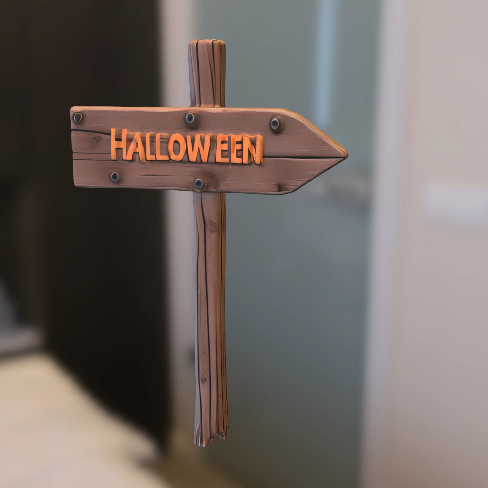 Halloween Wooden Signpost 3D Model .c4d .max .obj .3ds .fbx .stl .blend 