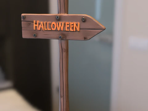 Cartello in legno di Halloween Modello 3D