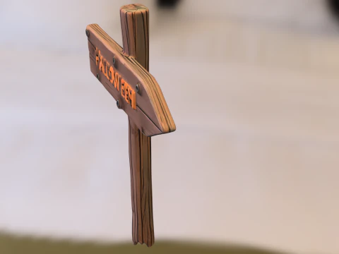 Halloween Wooden Signpost 3D Model