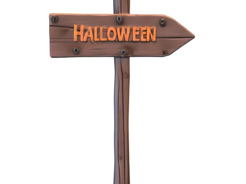 Halloween Wooden Signpost 3D Model