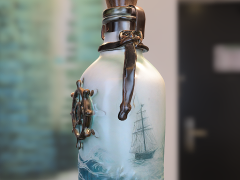 Nautical Steering Wheel Bottle Model 3D