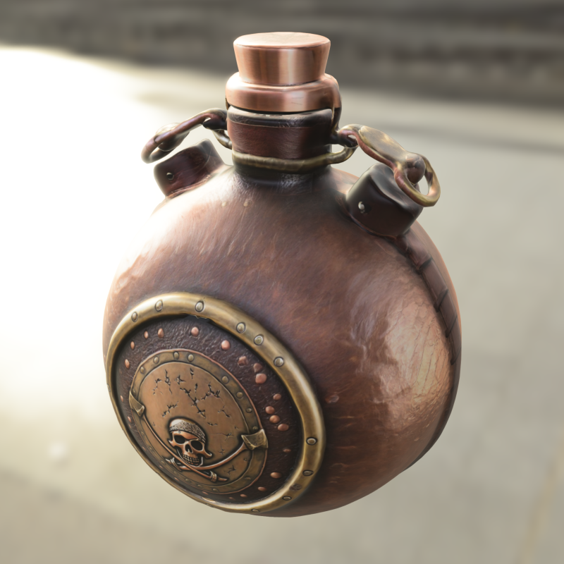 Pirate Skull Flask Modelo 3D .c4d .max .obj .3ds .fbx .stl .blend