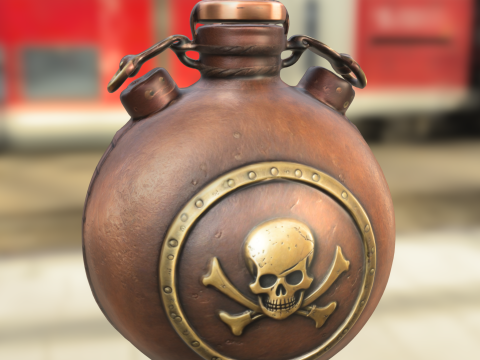Pirate Skull Flask 3D Модель