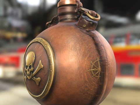 Pirate Skull Flask 3D Модель