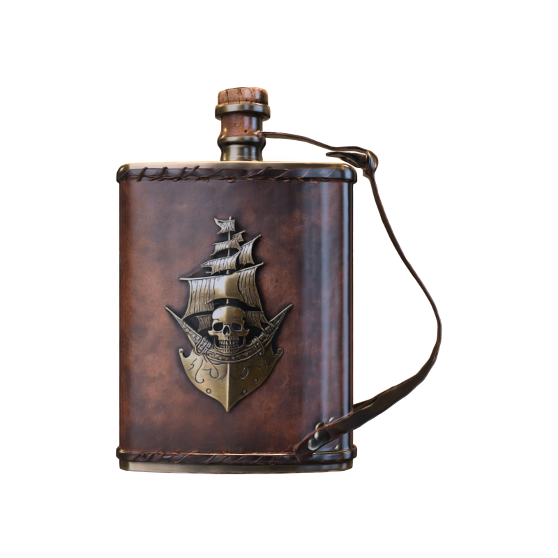 Pirate Ship Flask 3D Модель .c4d .max .obj .3ds .fbx .stl .blend 