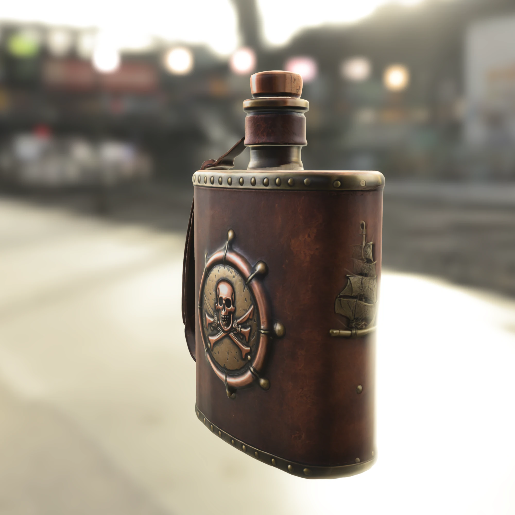 Skull Flask nautic 3D Model .c4d .max .obj .3ds .fbx .stl .blend 