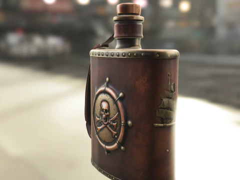 骷髅烧瓶航海 3D 模型