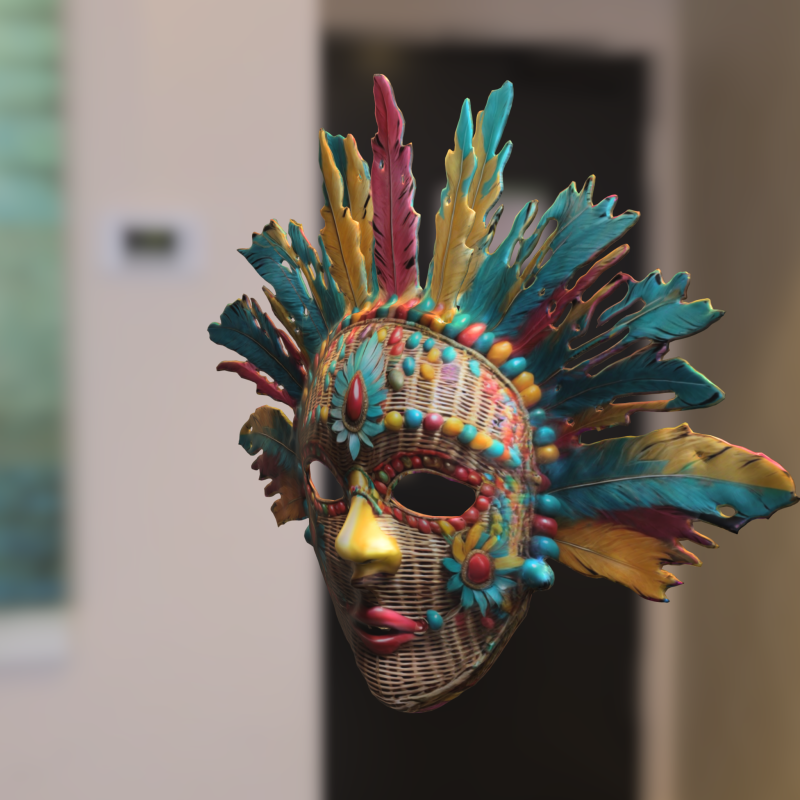 Tribal Feather Mask 3D Model .c4d .max .obj .3ds .fbx .stl .blend