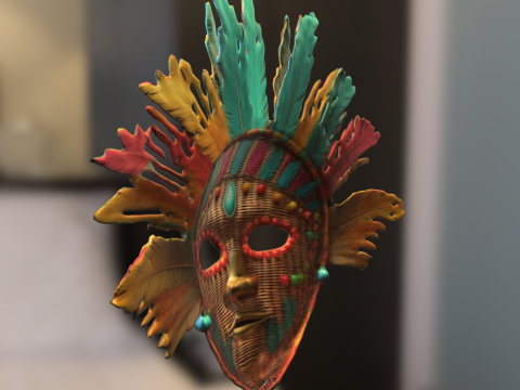 Tribal Feather Mask 3D Model