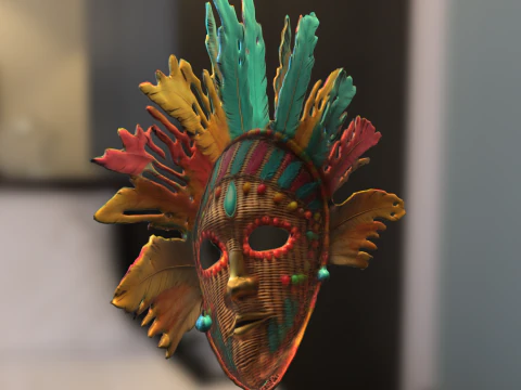 Tribal Feather Mask 3D Model