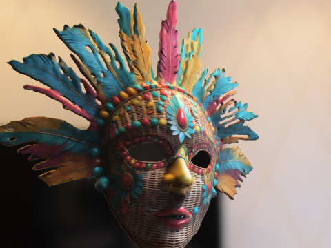 Tribal Feather Mask 3D Model