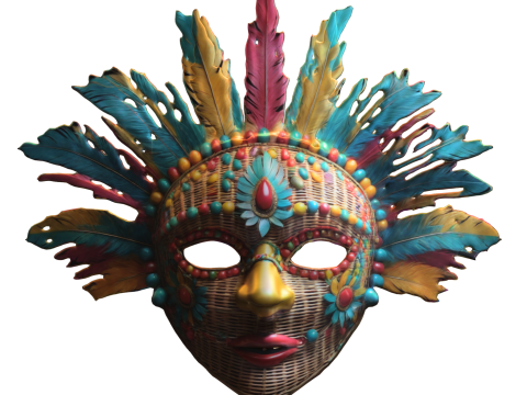 Tribal Feather Mask 3D Model