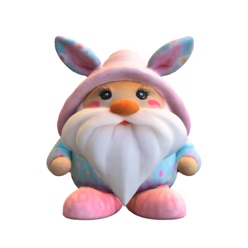 Cute Easter Bunny Gnome 3Dモデル .c4d .max .obj .3ds .fbx .stl .blend