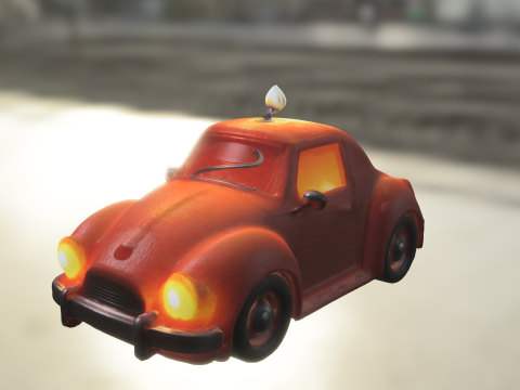 Cartoon Vintage Car with Candle 3D Model