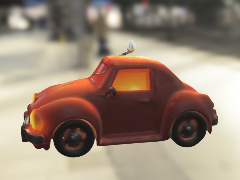 Cartoon Vintage Car with Candle Model 3D