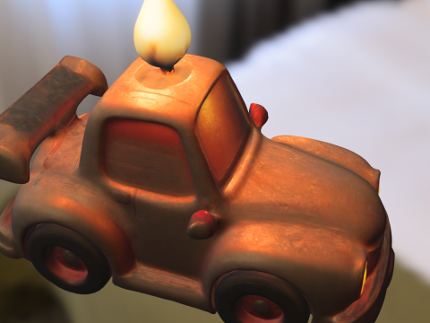 Cartoon Sports Car with Candle 3D Model