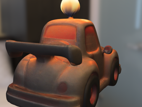 Cartoon Sports Car with Candle 3D Model