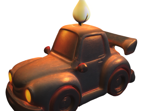 Cartoon Sports Car with Candle 3D Model