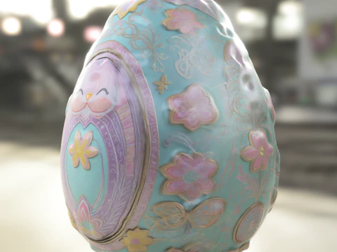 Decorative Fantasy Egg with Cute 3D Model