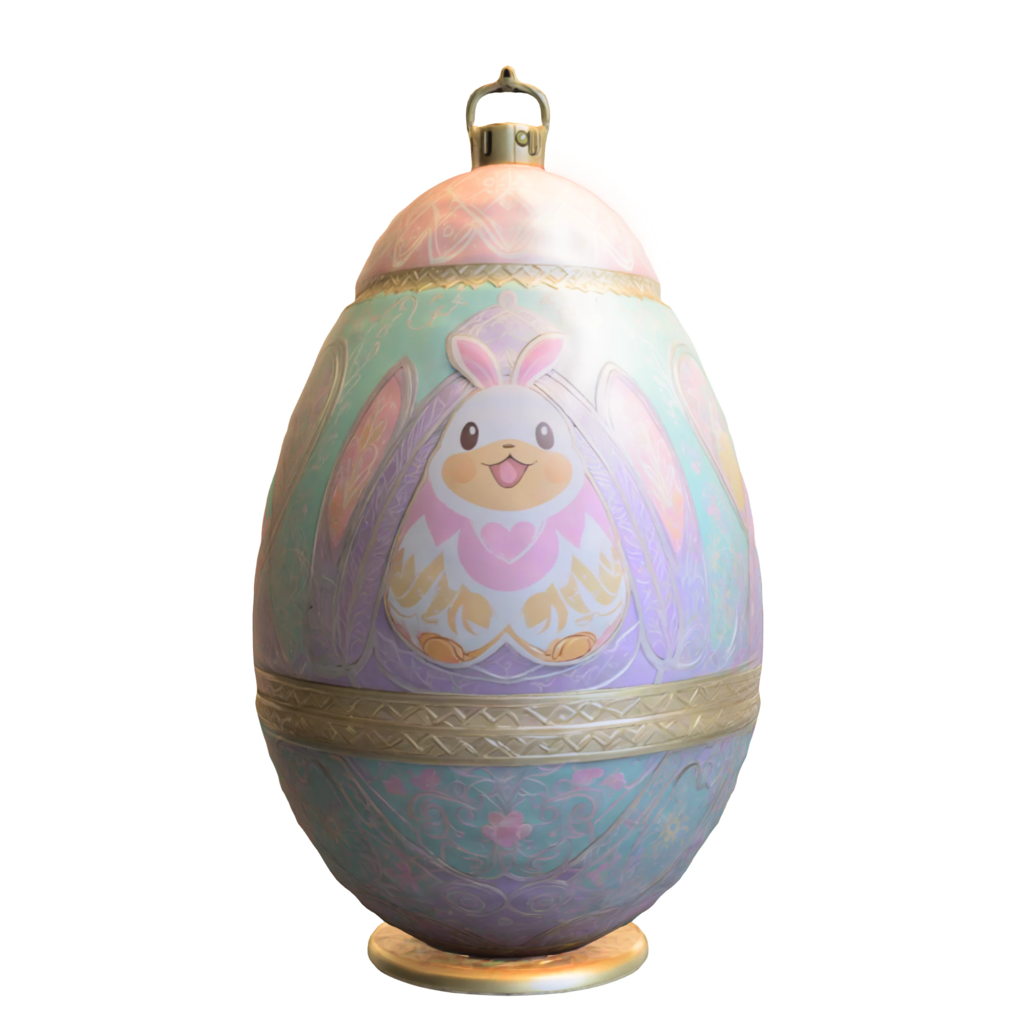 Decorative Fantasy Egg with Bunny Ornament 3D Model .c4d .max .obj .3ds .fbx .stl .blend 