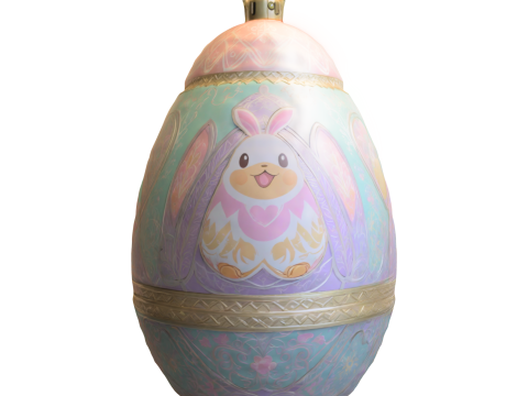 Decorative Fantasy Egg with Bunny Ornament Modèle 3D