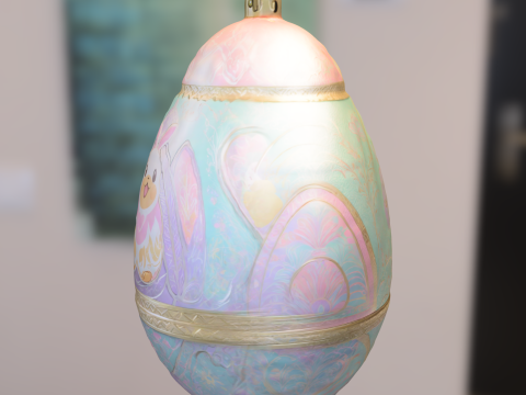 Decorative Fantasy Egg with Bunny Ornament 3D Model