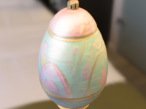 Decorative Fantasy Egg with Bunny Ornament 3D Model