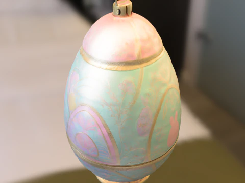Decorative Fantasy Egg with Bunny Ornament 3D Model