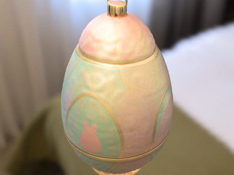 Decorative Fantasy Egg with Bunny Ornament 3D Model