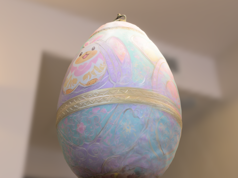 Decorative Fantasy Egg with Bunny Ornament 3D Model