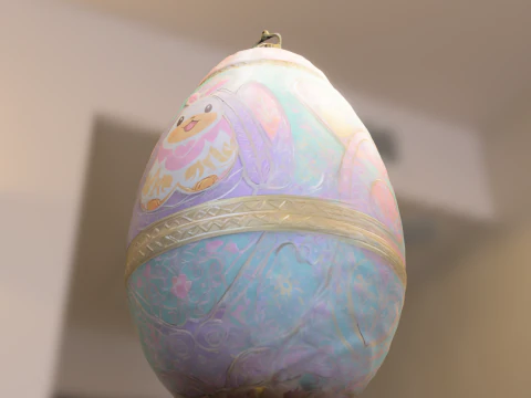 Decorative Fantasy Egg with Bunny Ornament 3D Model