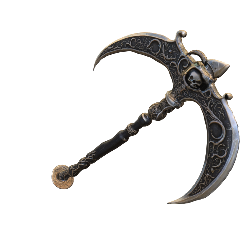 Dark Skull Battle Scythe Model 3D .c4d .max .obj .3ds .fbx .stl .blend