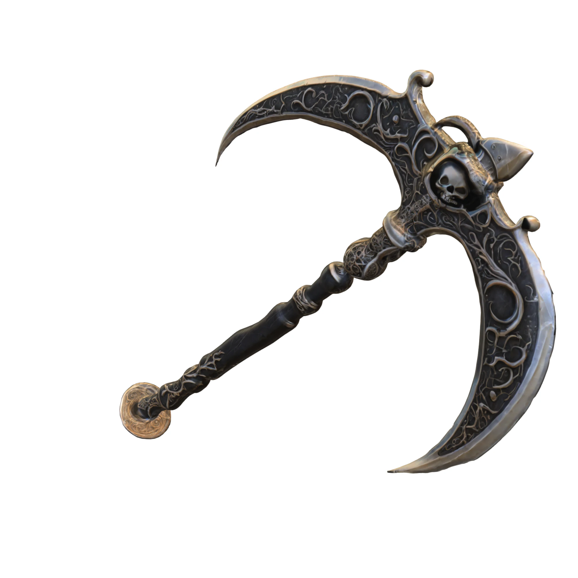 Dark Skull Battle Scythe 3D Model .c4d .max .obj .3ds .fbx .stl .blend 