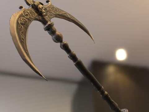 Dark Skull Battle Scythe Model 3D